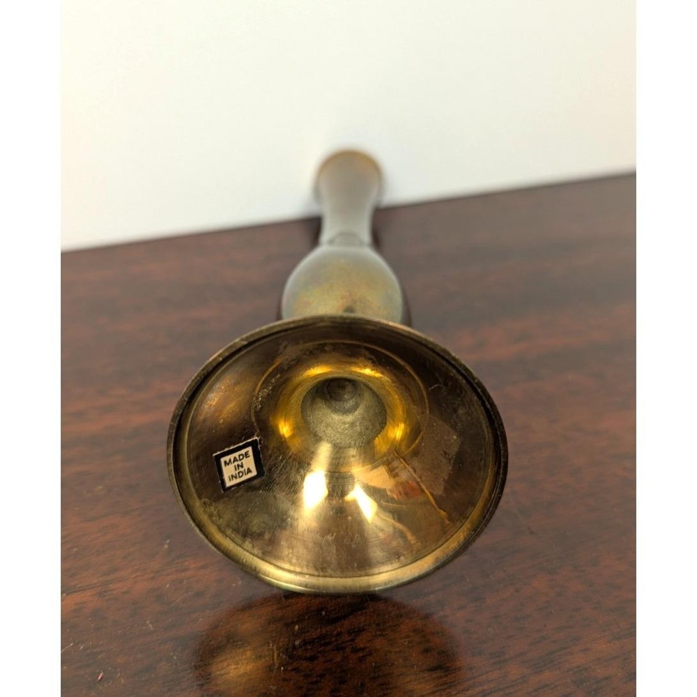 Vintage Solid Brass Bud Vase Trumpet Style Gold Decor Made in India 7in - Picture 3 of 5